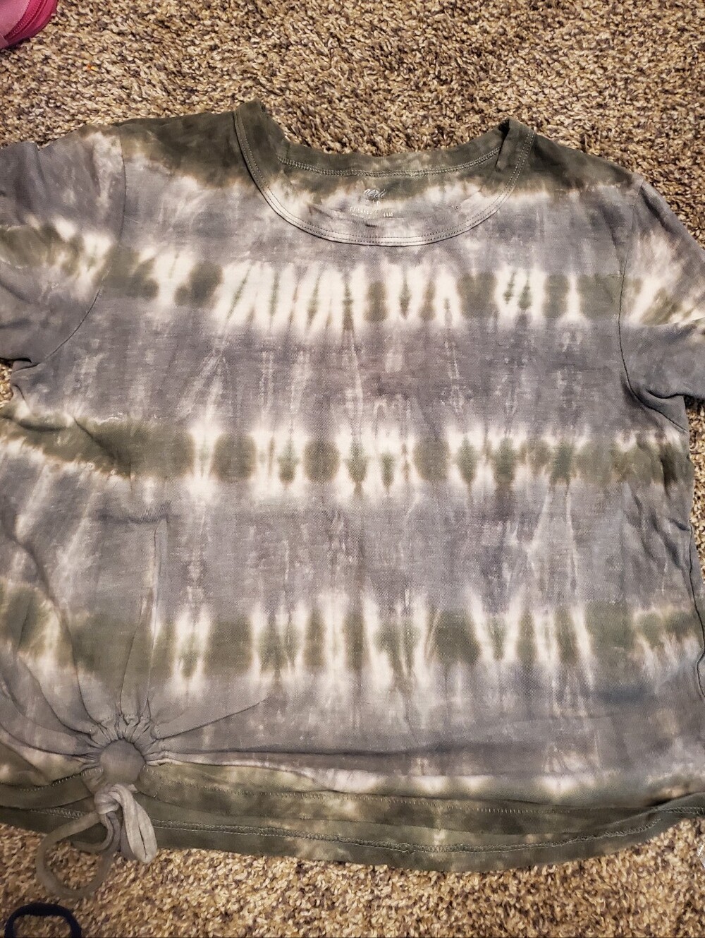 aerie Olive & Gray Tie-Dye Short Sleeve Tee